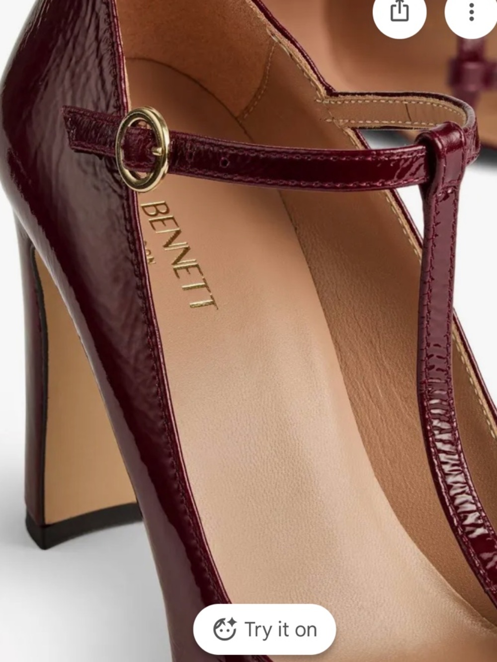 LK Bennett Burgundy Patent T‑Bar Pumps - Picture 7 of 13